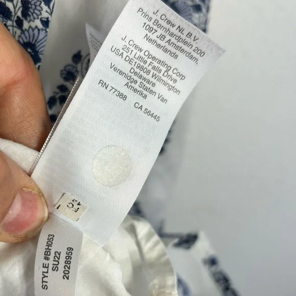 Crew Cuts J.Crew girls Dress Girls 10 indigo blue white puff sleeves batik print - Picture 4 of 13